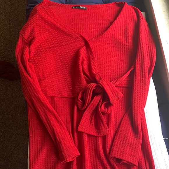 She In Size M Red Wrap Dress - Picture 3 of 5